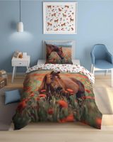 Pościel bawełniana fluorescencyjna 160x200cm KOŃ I MAKI