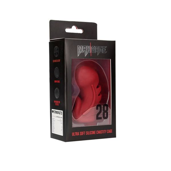 Model 28 - Ultra Soft Silicone Chastity Cage - Red zdjęcie 7