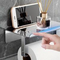 uchwyt na papier toaletowy z półką wc chrom srebrny metalowy wieszak
