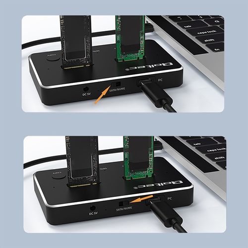 Qoltec Stacja dokująca dysków SSD M.2 NVMe SATA USB-C DUAL 2 x 2TB na Arena.pl
