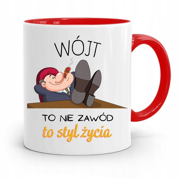 Dla Wójta Kubek Czerwony Wójt To Styl Życia Z Nadrukiem Ze Zdjęciem zdjęcie 1