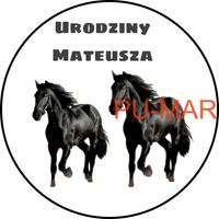 Opłatek na tort KONIE Koń Mustang Konik Kuc Urodziny Tekst Gratis