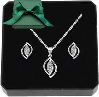 Srebrny komplet 925 łezki – zestaw naszyjnik + kolczyki na prezent dla niej