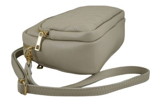 Torebka skórzana na ramię pikowana - Beżowa jasna na Arena.pl