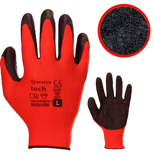 rękawice robocze mercator tech red+black latex - l - 1 para na Arena.pl
