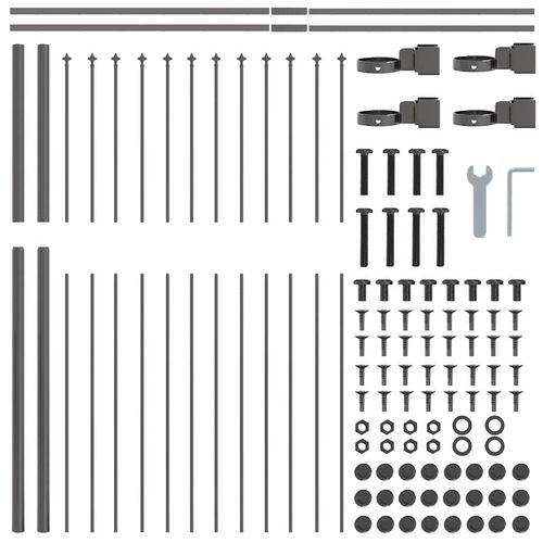 Ogrodzenie Ogrodowe Szary 6.8 x 1.5 m Stal Malowana Proszkowo na Arena.pl