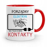 Kubek Czerwony Dla Elektryka Porządny Elektryk Z Nadrukiem Ze Zdjęciem