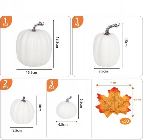 Dynia ozdoba jesienna sztuczne dynie Halloween zestaw 7 szt białe na Arena.pl