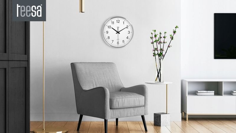Zegar Ścienny Teesa Silver Srebrny 30Cm + Bateria zdjęcie 3