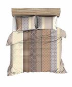 Pościel z kory 160x200 beż brąz kremowa pionowe pasy romby geometria