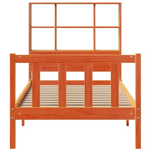 Łóżko z regałem, bez materaca, woskowy brąz, 75x190 cm, sosnowe na Arena.pl