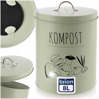 KOMPOSTOWNIK KUCHENNY NA ODPADKI BIO Z FILTREM ZIELONY METALOWY 8 L