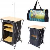 Szafka składana z półkami kempingowa pod namiot przyczepa czarna 60x85x46cm