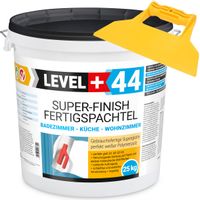 LEVEL+ Zestaw Gładź Polimerowa SUPER-FINISCH Q4 25kg L+44 i Szpachla Plastikowa Gładka