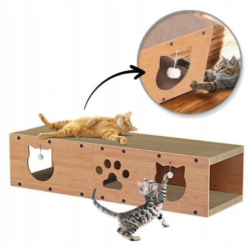 DRAPAK TEKTUROWY DLA KOTA DUŻY DOMEK KARTONOWY LEGOWISKO Z ZABAWKĄ na Arena.pl