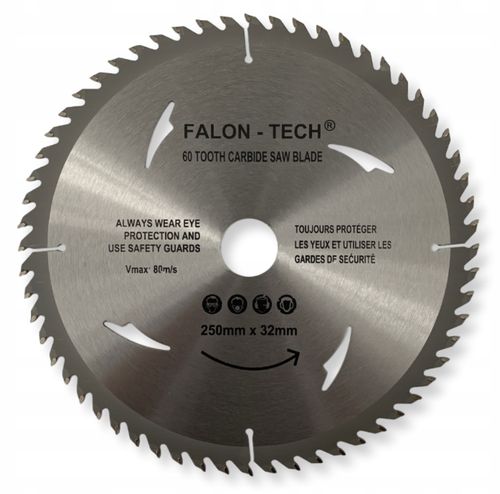 Tarcza widiowa Falon-Tech 250x32 mm 60T do drewna i płyt na Arena.pl