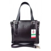 Włoska torebka skórzana, kuferek mieści A4 ,Vera Pelle ,Czarny V884N