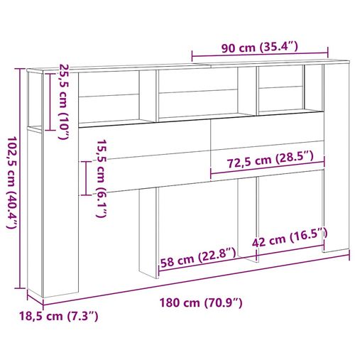 Szafka z zagłówkiem Czarny dąb 180 x 18.5 x 102.5 cm na Arena.pl