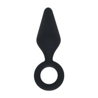 Silicone Anal Plug With Loop - S - Black