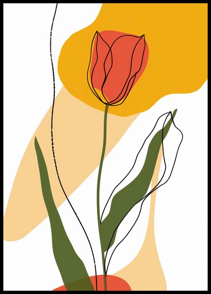 Plakat 64x90cm Przerysowany Tulipan zdjęcie 2