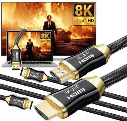 KABEL HDMI 2.1 8K PRZEWÓD ULTRA HIGH SPEED 48Gbps eARC FHD 240Hz GOLD na Arena.pl