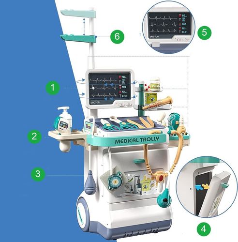 Zestaw Lekarski dla Dzieci Wózek Stacja Doktora Zabawa w Lekarza Stetoskop na Arena.pl