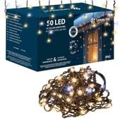 Kurtyna świetlna 50 Led lampki zewnętrzne sople 2,5 m ciepły biały + zimny biały flash