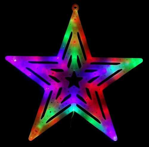 OZDOBA ŚWIĄTECZNA W OKNO GWIAZDA MULTIKOLOR LED 35 CM na Arena.pl
