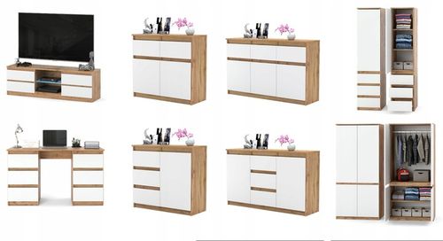 Komoda WOTAN BIALA z szufladami Duza Szafka AGA 120cm do Sypialni na Arena.pl