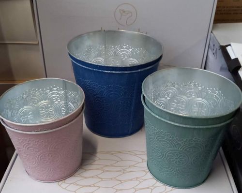 Zestaw 6 metalowych doniczek kwiatowych 3 rozmiary na Arena.pl