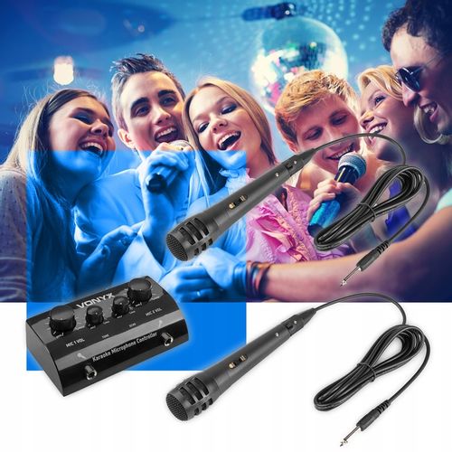 Kompletny ZESTAW DO KARAOKE 2 mikrofony mikser na Arena.pl