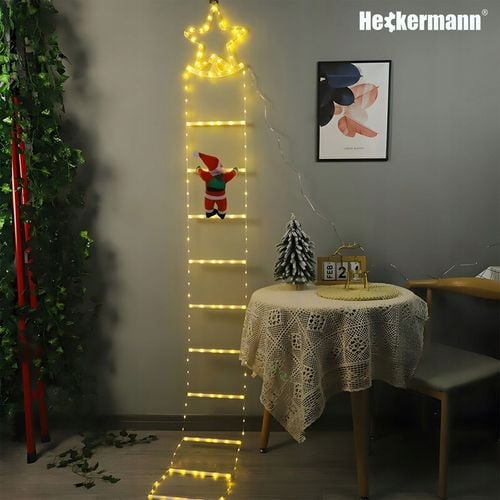 ŚWIĄTECZNA DEKORACJA LED MIKOŁAJ WSPINAJĄCY SIĘ PO DRABINIE ŚWIECĄCY 230cm na Arena.pl