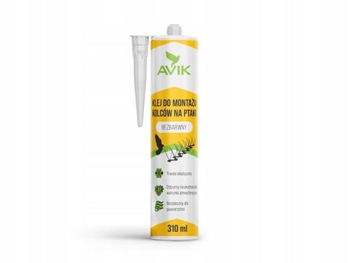 PROFESJONALNY BEZBARWNY KLEJ DO MONTAŻU KOLCÓW NA PTAKI GOŁĘBIE AVIK na Arena.pl