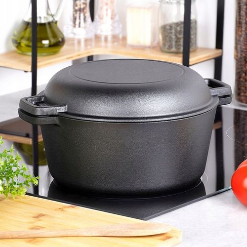 Garnek ŻELIWNY brytfanna brytfanka patelnia do pieczenia smażenia 2w1 na Arena.pl