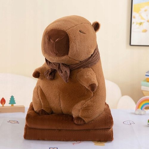 MASKOTKA PODUSZKA KAPIBARA Z SZALIKIEM DUŻY PLUSZAK Z KOCYKIEM 3w1 na Arena.pl