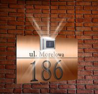 miedziana TABLICZKA ADRESOWA aluminiowa oświetlona numer posesji nadruk uv