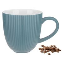 Kubek porcelanowy Ravi 360 ml turkusowy matowy ryflowany