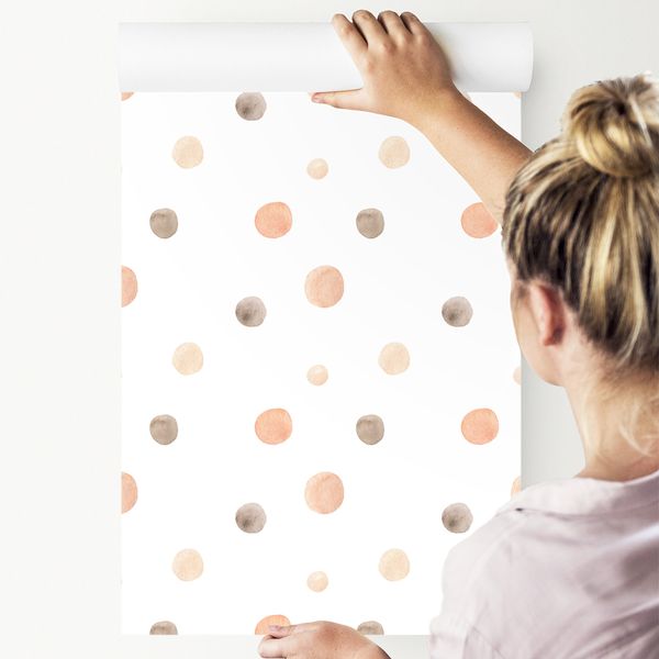 Tapeta Ścienna Dla Dzieci Akwarelowe GROSZKI Kropki Styl Boho zdjęcie 3