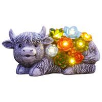 Figurka Ogrodowa Solarna Krowa LED Szara 20,5 x 10,5 x 10,5 cm