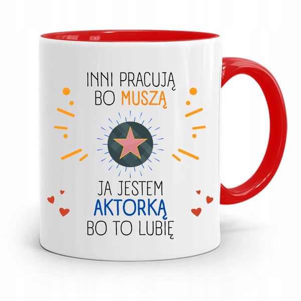 Dla Aktora Aktorki Kubek Czerwony Prezent Urodziny Z Nadrukiem Ze Zdjęciem zdjęcie 1