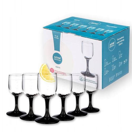 Kieliszki komplet do wódki Altom Design Onyx czarne nóżki 35 ml 6 sztuk na Arena.pl