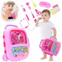 DUŻY ZESTAW LEKARSKI MAŁY LEKARZ DOKTOR WALIZKA TORBA NA KÓŁKACH STETOSKOP