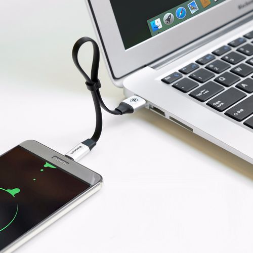 Kabel USB Micro Iphone 2w1 Baseus Portable 23cm 2A srebrny na Arena.pl