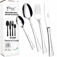 ZESTAW SZTUĆCÓW STALOWYCH SERWIS OBIADOWY SZTUĆCE STAL NIERDZ. 12 OSÓB 48el
