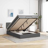 Łóżko Ottoman z materacem i diodami LED Ciemnoszary 140x190 cm