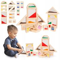 Drewniane klocki sensoryczne dla dzieci – zestaw 18 elementów do zabawy