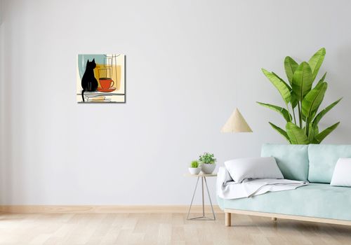 Obraz 40x40cm Kot i Kawa na Arena.pl