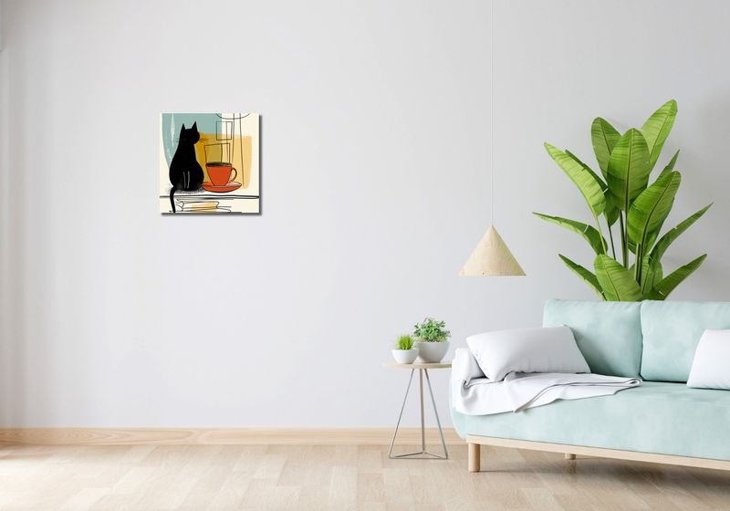 Obraz 40x40cm Kot i Kawa zdjęcie 2