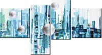 100 55CM OBRAZ 4 ELEM MIASTO ZE SNU PŁÓTNO DRUK