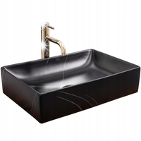 Umywalka Nablatowa Marmurowa Czarna Prostokątna REA INGA Black Marble Mat